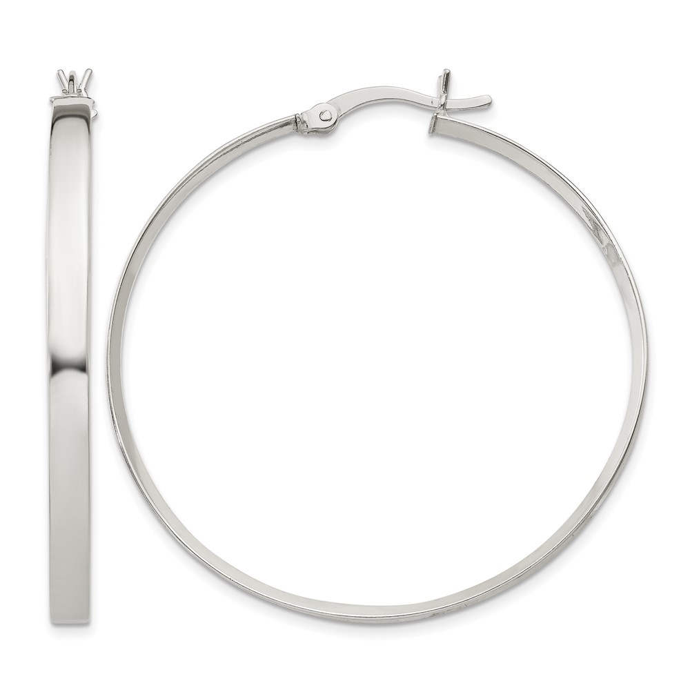 Sterling Silver 2.75x40mm Hoop Earrings (QE6491)