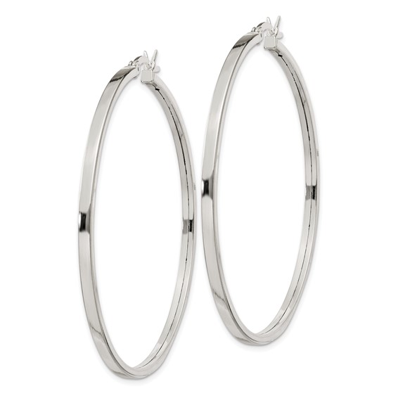 Sterling Silver 2.5mm Square Tube Hoop Earrings