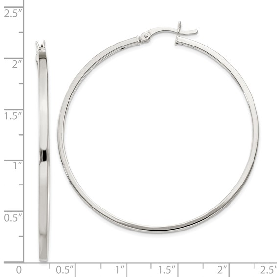 Sterling Silver 2.5mm Square Tube Hoop Earrings