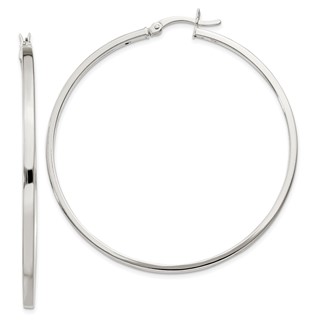 Sterling Silver 2.5mm Square Tube Hoop Earrings
