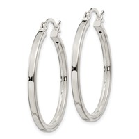 Sterling Silver 2.5x30mm Polished Hoop Earrings view 2