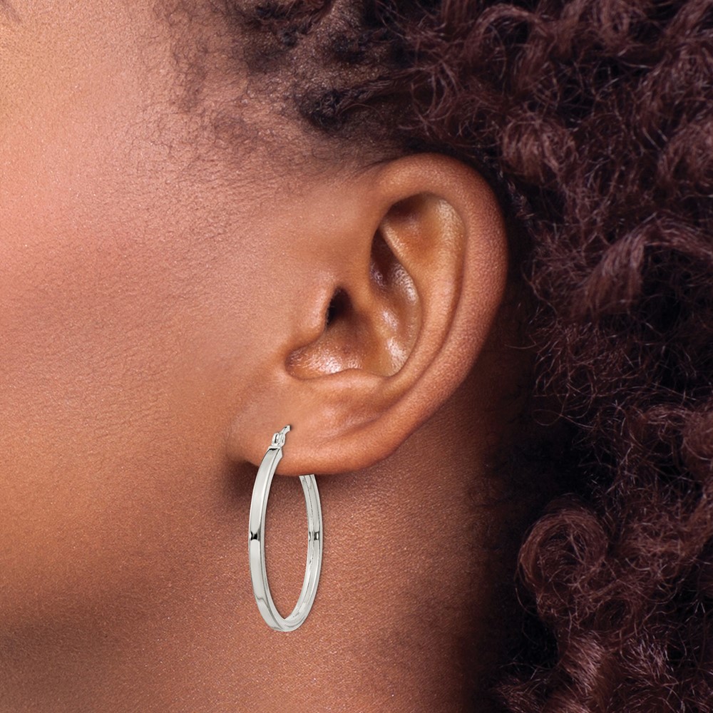 Sterling Silver 2.5x30mm Polished Hoop Earrings (QE6495)