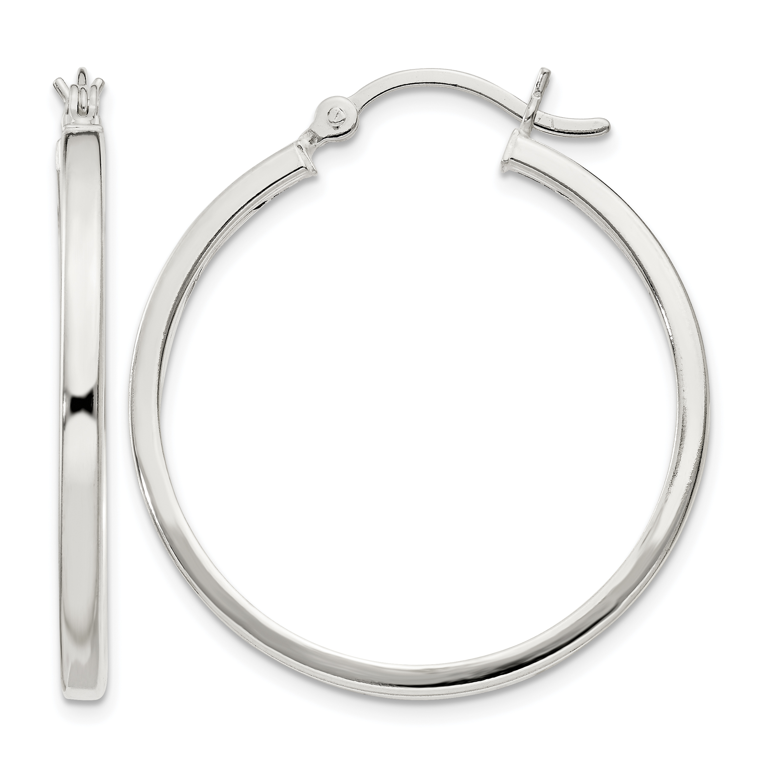 Sterling Silver 2.5x30mm Polished Hoop Earrings (QE6495)