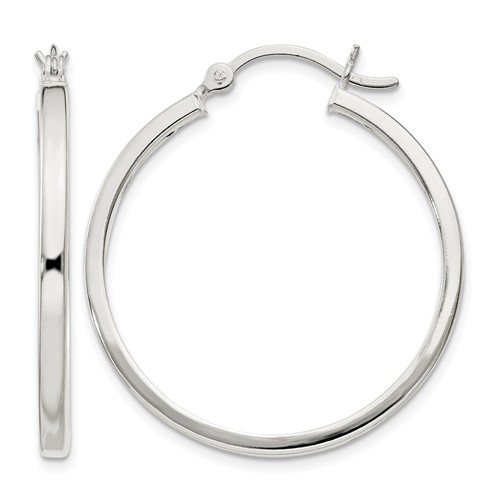 Sterling Silver 2.5x 30mm Polished Hoop Earrings