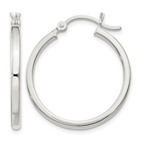 Sterling Silver 2.5x 25mm Polished Hoop Earrings view 1