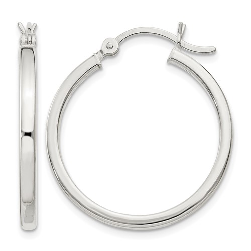 Sterling Silver 2.5x 25mm Polished Hoop Earrings