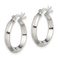 Sterling Silver Polished 3x 20mm Knife Edge Round Hoop Earrings view 2