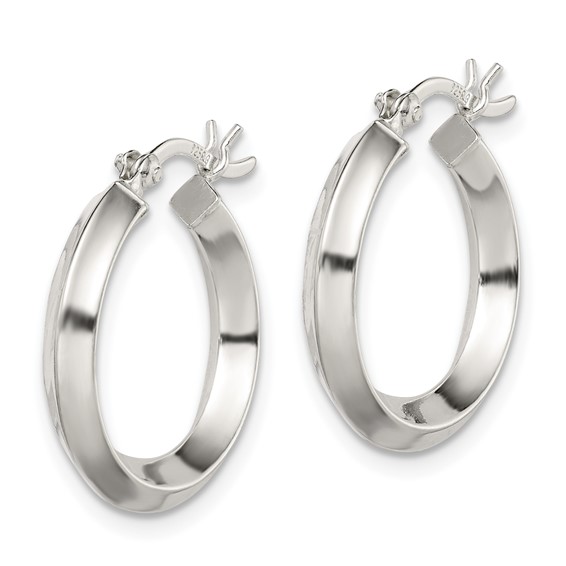 Sterling Silver Knife Edge Hoop Earrings