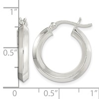 Sterling Silver Polished 3x 20mm Knife Edge Round Hoop Earrings view 4