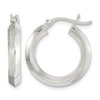 Sterling Silver Polished 3x 20mm Knife Edge Round Hoop Earrings view 1