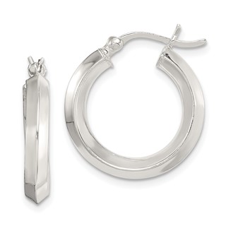 Sterling Silver Knife Edge Hoop Earrings