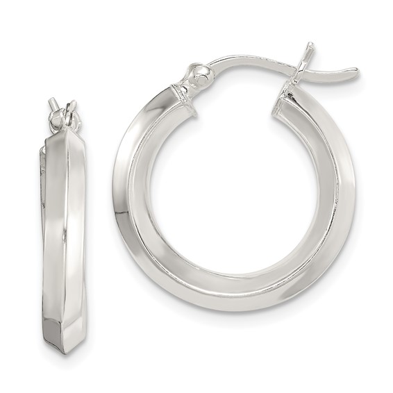 Sterling Silver Knife Edge Hoop Earrings
