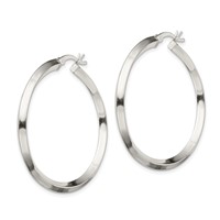 Sterling Silver Polished 3x40mm Knife Edge Round Hoop Earrings view 2