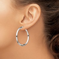 Sterling Silver Polished 3x40mm Knife Edge Round Hoop Earrings view 3