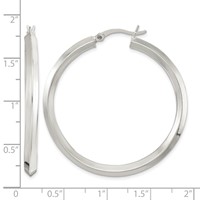 Sterling Silver Polished 3x40mm Knife Edge Round Hoop Earrings view 4