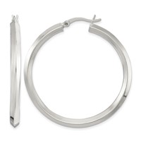 Sterling Silver Polished 3x40mm Knife Edge Round Hoop Earrings view 1