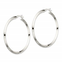 Sterling Silver Polished 3x 50mm Knife Edge Round Hoop Earrings view 2