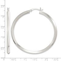 Sterling Silver Polished 3x 50mm Knife Edge Round Hoop Earrings view 4