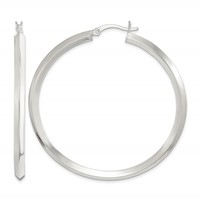 Sterling Silver Polished 3x 50mm Knife Edge Round Hoop Earrings view 1