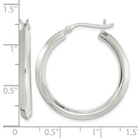 Sterling Silver Polished 3x 30mm Knife Edge Round Hoop Earrings view 4