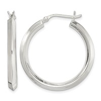 Sterling Silver Polished 3x 30mm Knife Edge Round Hoop Earrings view 1