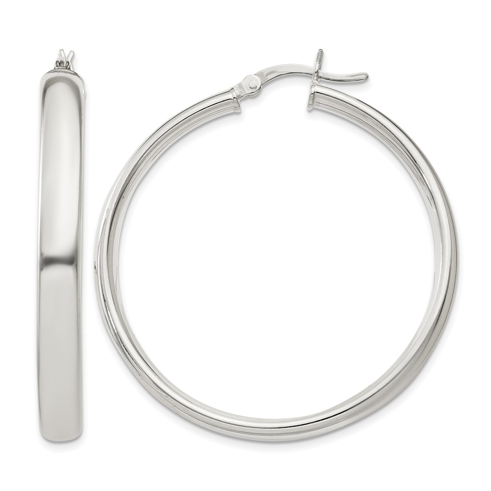 Sterling Silver 5x40mm Hoop Earrings (QE6505)