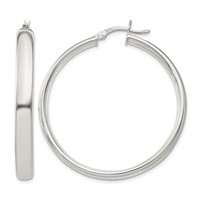 Sterling Silver 5x 40mm Hoop Earrings view 1