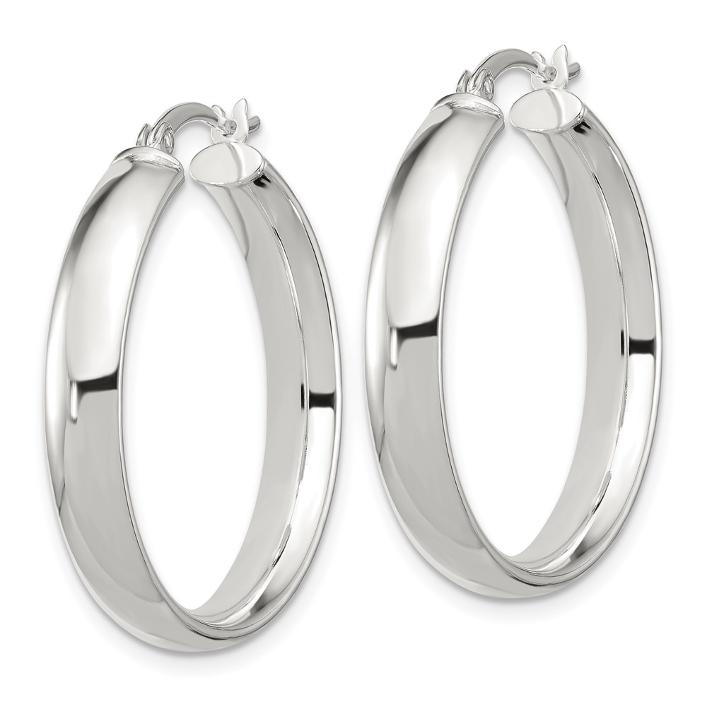 Sterling Silver 5x30mm Hoop Earrings (QE6506)
