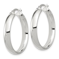 Sterling Silver 5x30mm Hoop Earrings view 2