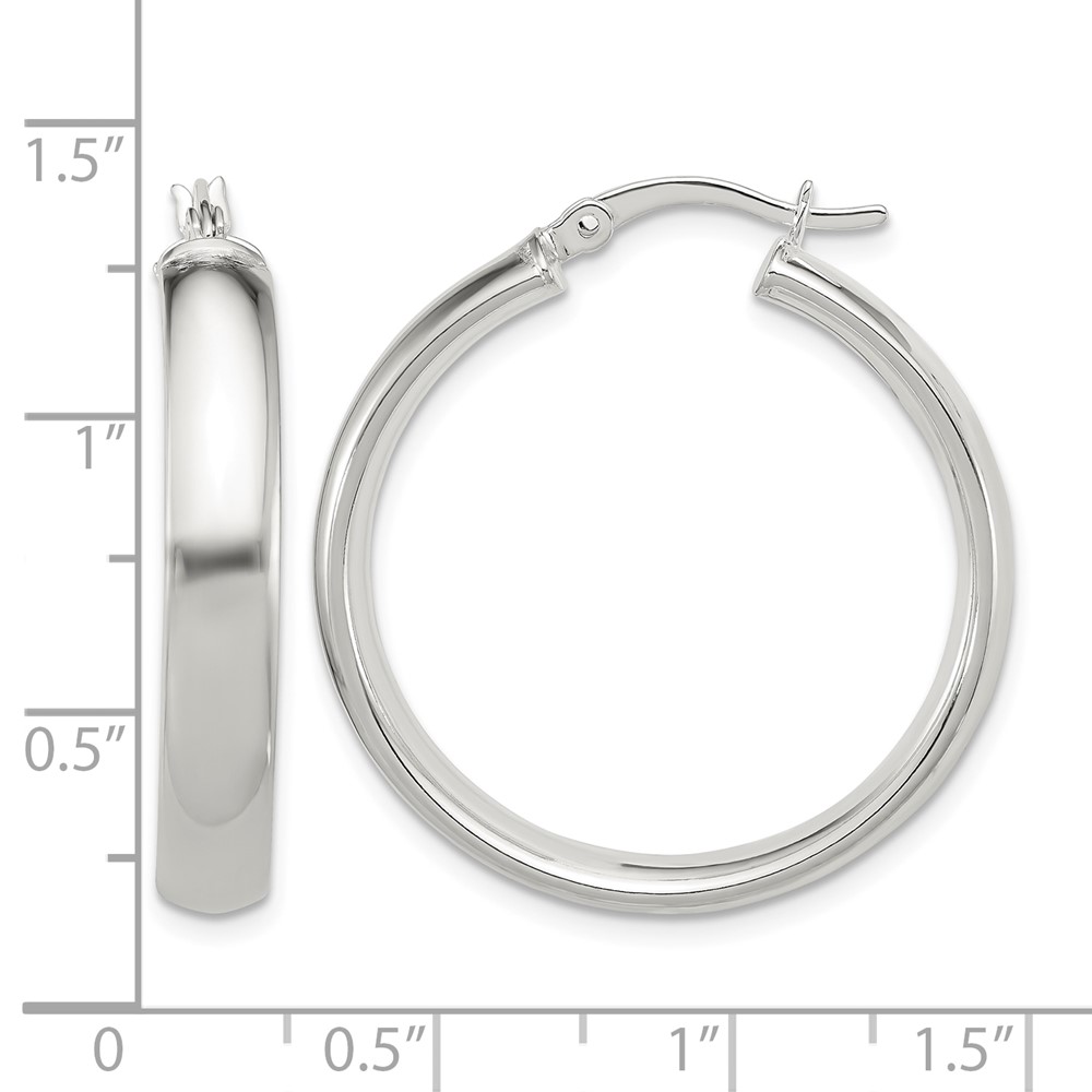 Sterling Silver 5x30mm Hoop Earrings (QE6506)