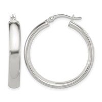 Sterling Silver 5x30mm Hoop Earrings view 1
