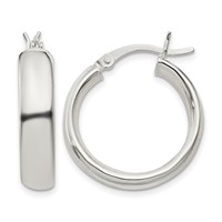 Sterling Silver 4.75x20mm Hoop Earrings view 1