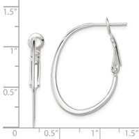 Sterling Silver Rhodium-plated 1.5mm Oval Omega Back Hoop Earrings view 4