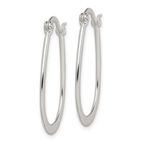 Sterling Silver Polished Oval Hoop Earrings view 2