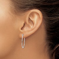 Sterling Silver Polished Oval Hoop Earrings view 3