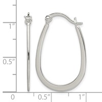 Sterling Silver Polished Oval Hoop Earrings view 4