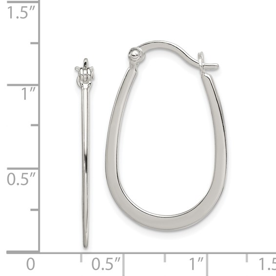 Sterling Silver Polished Oval Hoop Earrings
