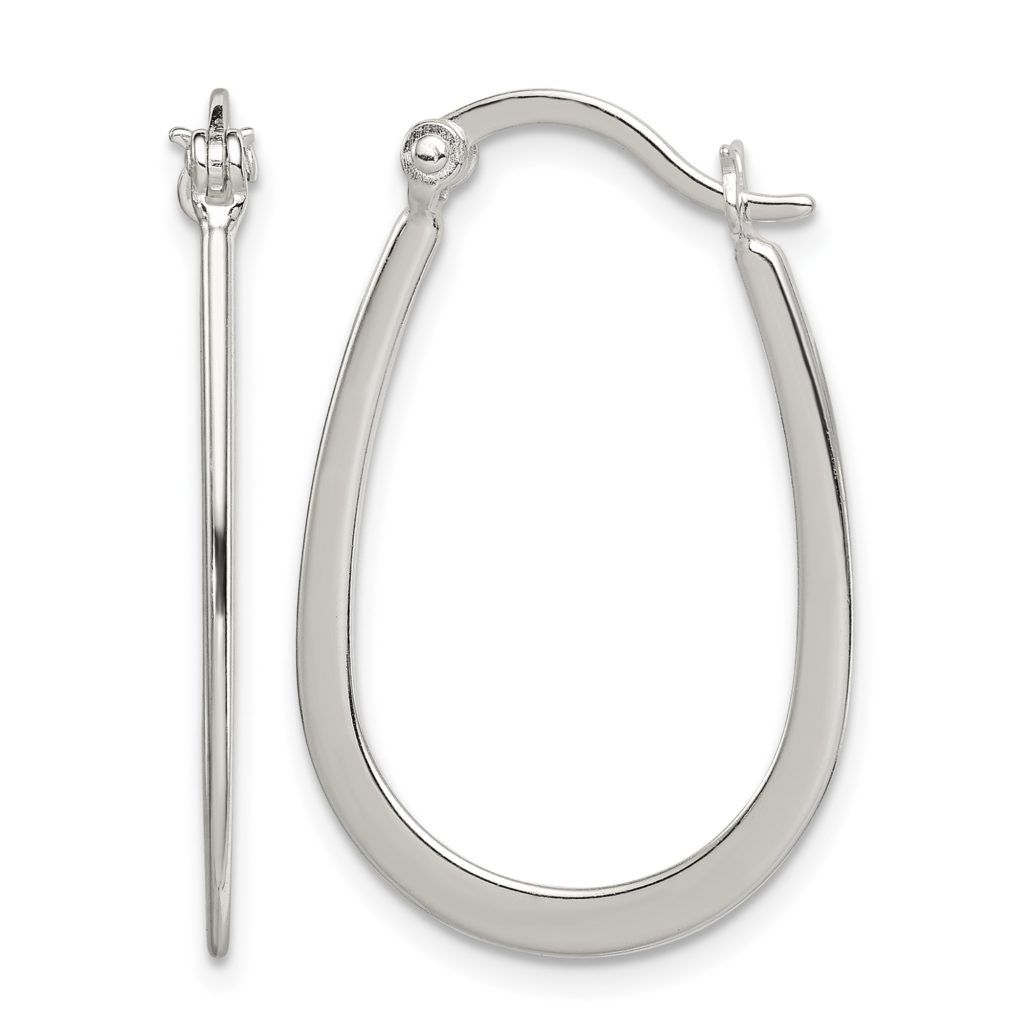 Sterling Silver Polished Oval Hoop Earrings (QE6623)