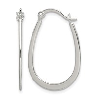 Sterling Silver Polished Oval Hoop Earrings view 1