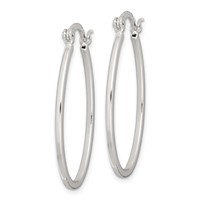 Sterling Silver Polished 1.5mm Square Tube Oval Hoop Earrings view 2