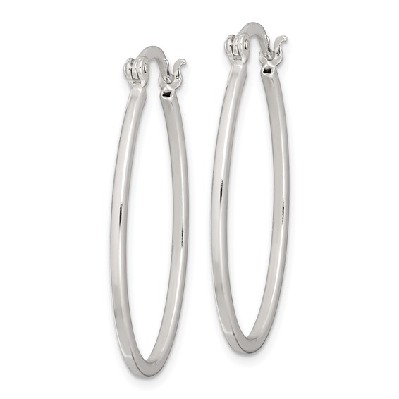 Sterling Silver Polished 1.5mm Square Tube Oval Hoop Earrings