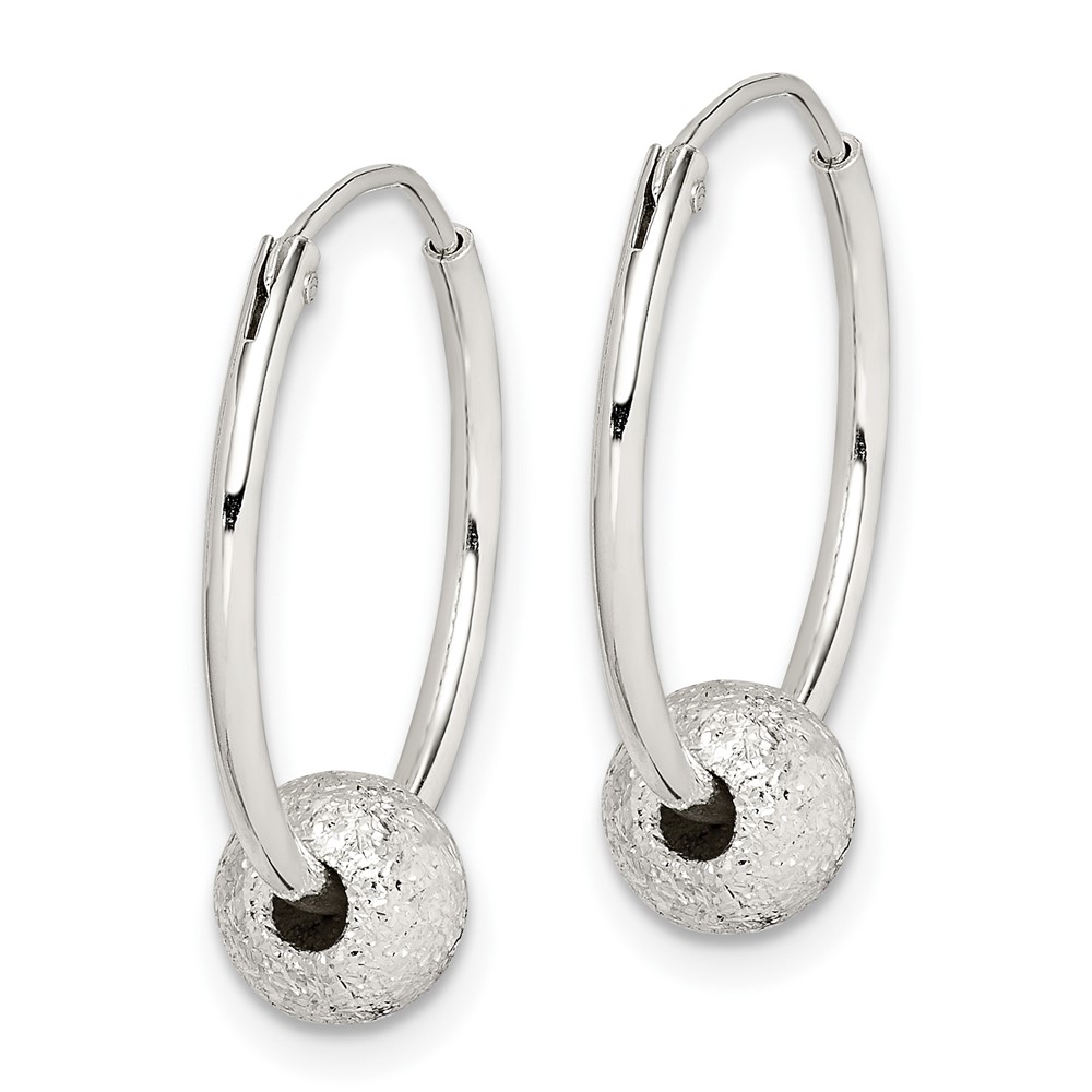 Sterling Silver Laser Bead Endless Hoop Earrings (QE6627)