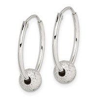 Sterling Silver Laser Bead Endless Hoop Earrings view 2