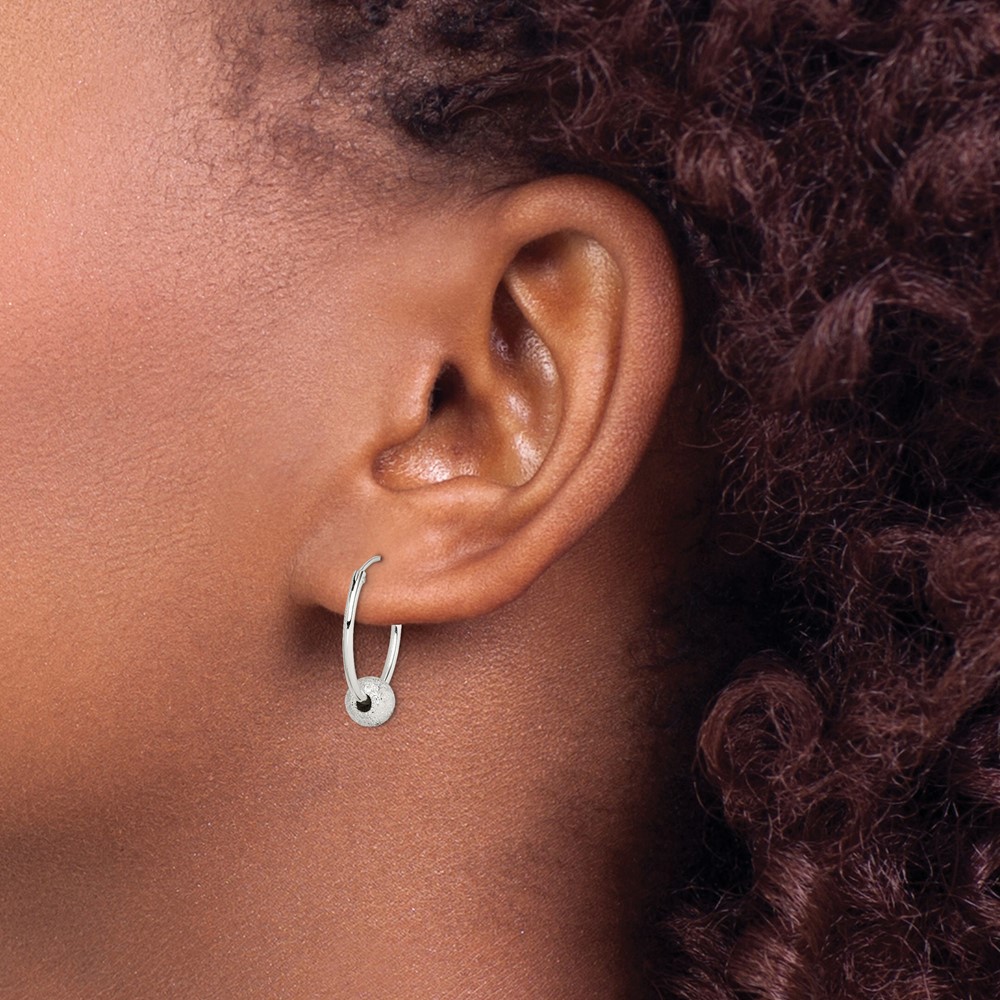 Sterling Silver Laser Bead Endless Hoop Earrings (QE6627)