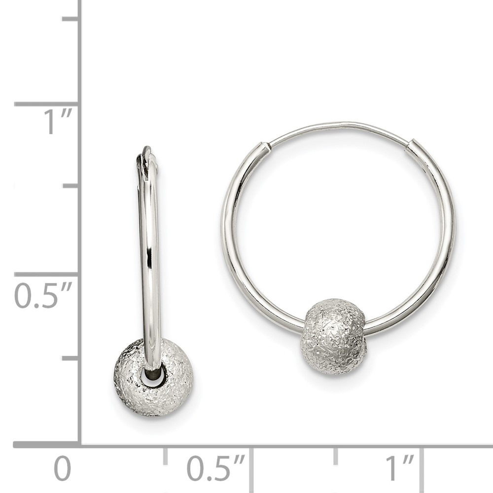 Sterling Silver Laser Bead Endless Hoop Earrings (QE6627)