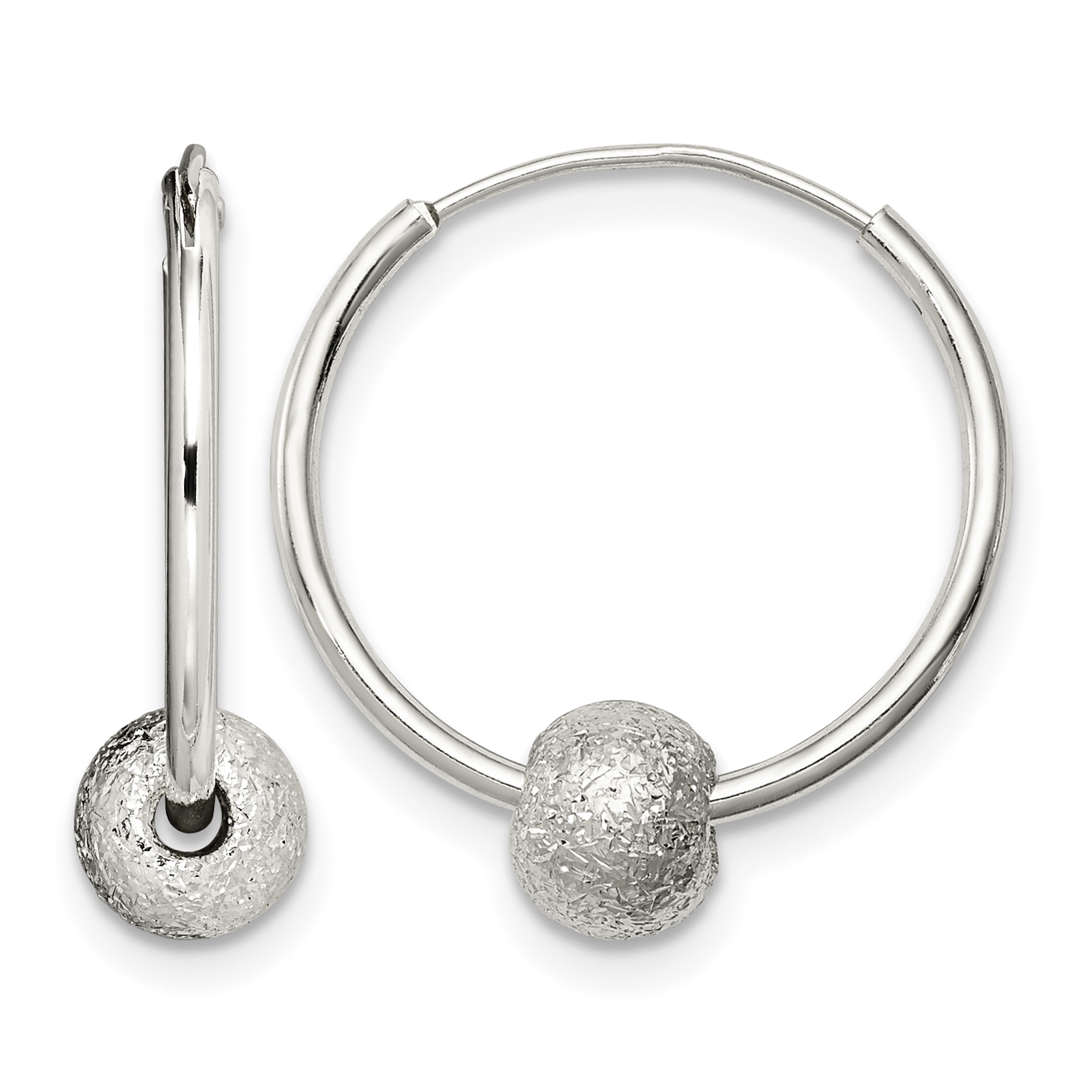 Sterling Silver Laser Bead Endless Hoop Earrings (QE6627)