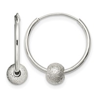 Sterling Silver Laser Bead Endless Hoop Earrings view 1