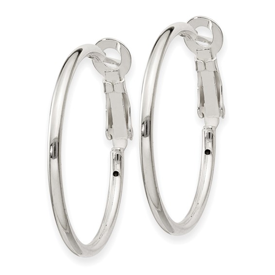 Sterling Silver 2mm Omega Back Hoop Earrings