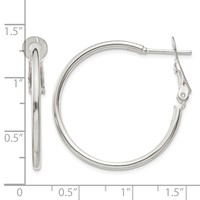 Sterling Silver Polished 2x 30mm Omega Back Round Hoop Earrings view 4