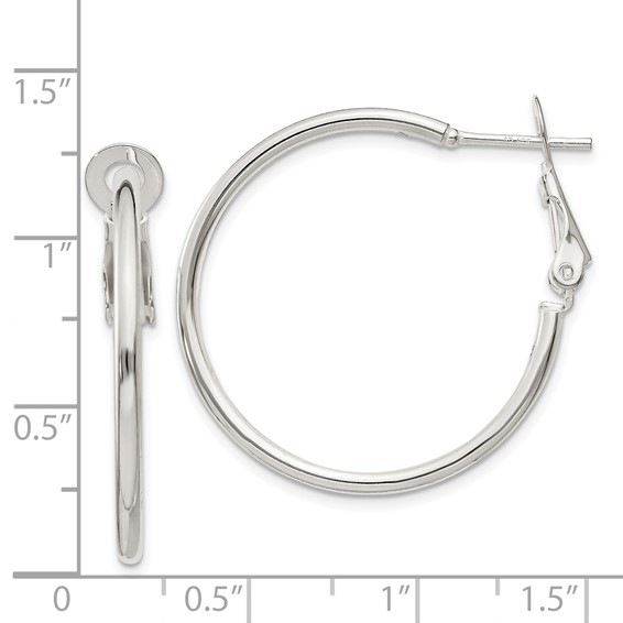 Sterling Silver 2mm Omega Back Hoop Earrings